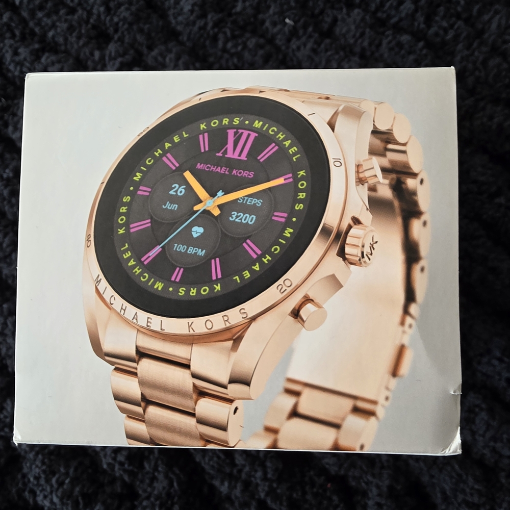 Michael Kors Rose Gold Smartwatch with Black and Pink Accents